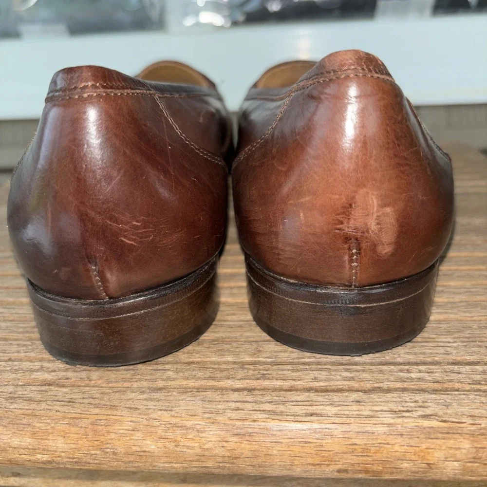 Bostonian Mens Vero Italian Florentine Saddle Brown Slip On 11 M 24752-513 EUC